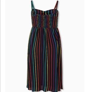 TORRID RAINBOW STRIPE CHALLIS MIDI DRESS